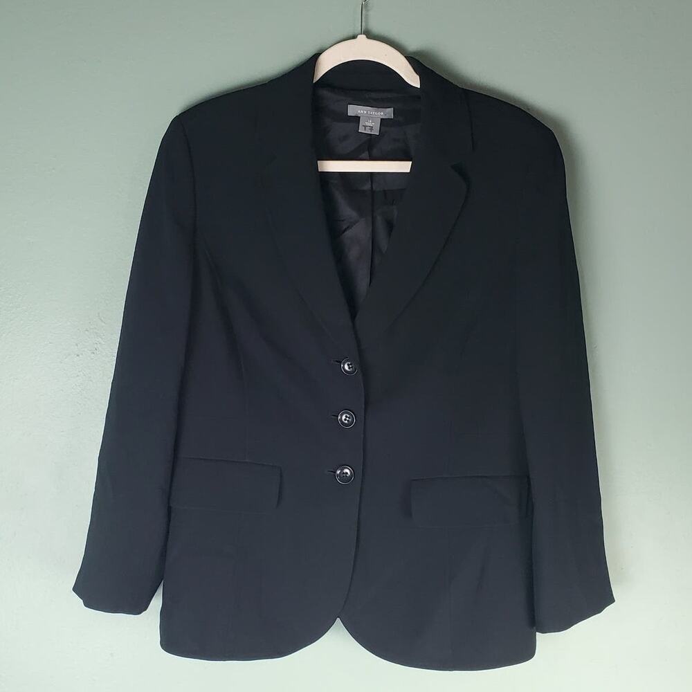 Ann Taylor Womens Black Blazer Size 14 Workwear Career Professional